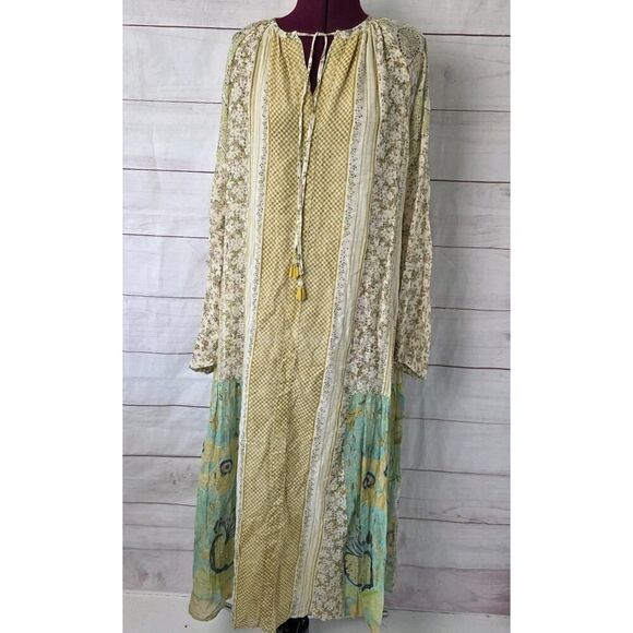 D'ascoli Dress Women Cecile Maxi‎ Floral Tassel Balloon Sleeve Small Bohemian - Picture 2 of 16